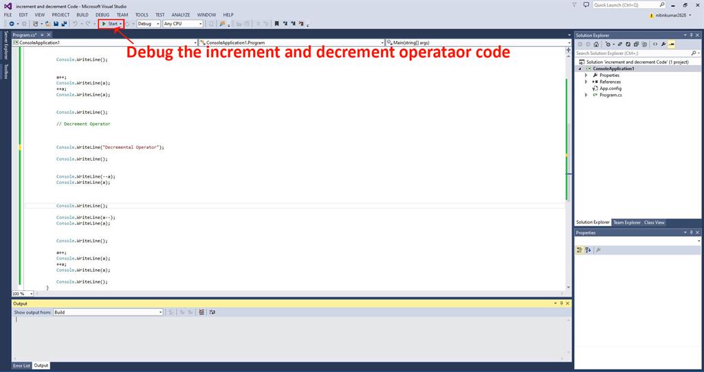 Increment And Decrement Operators Using C Code